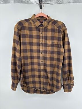 Wolverine Grunge Rugged Workwear Cabincore Outdoorsy RusticBrown Plaid Shirt SzM